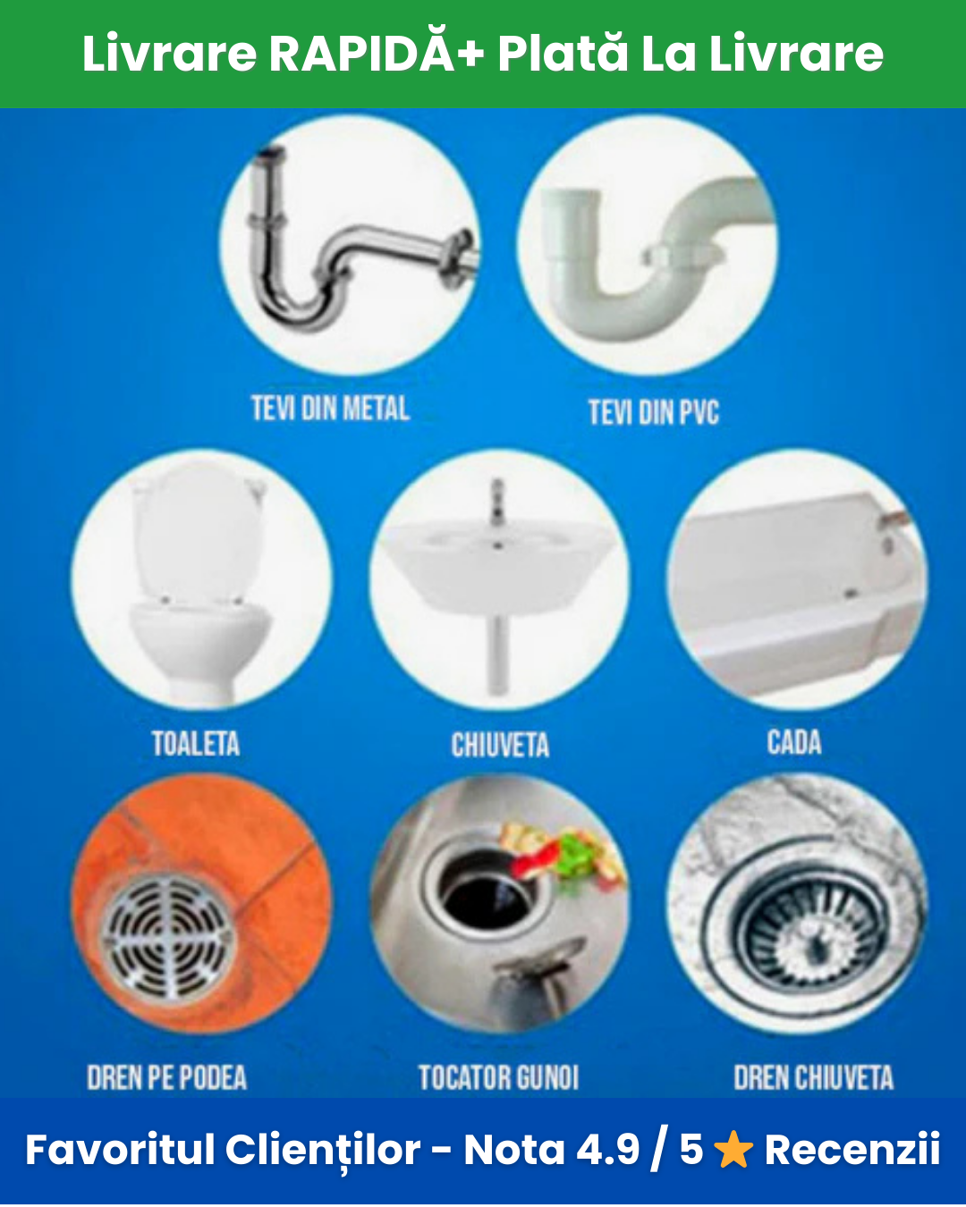 WildTornado - Solutie pentru curatat tevile de scurgere