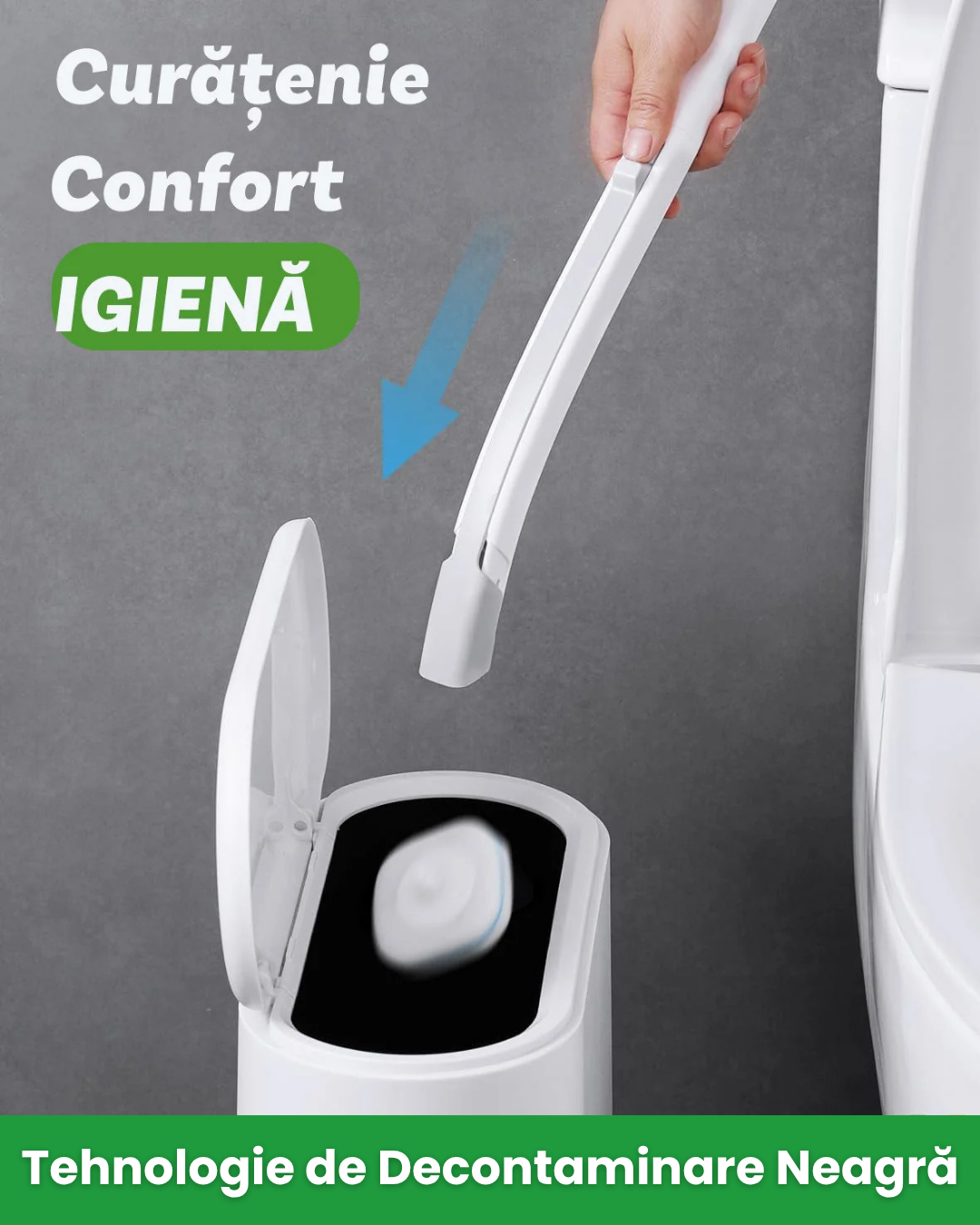 Sistem de Curațare WC | Mâner, Suport, 8 Rezerve