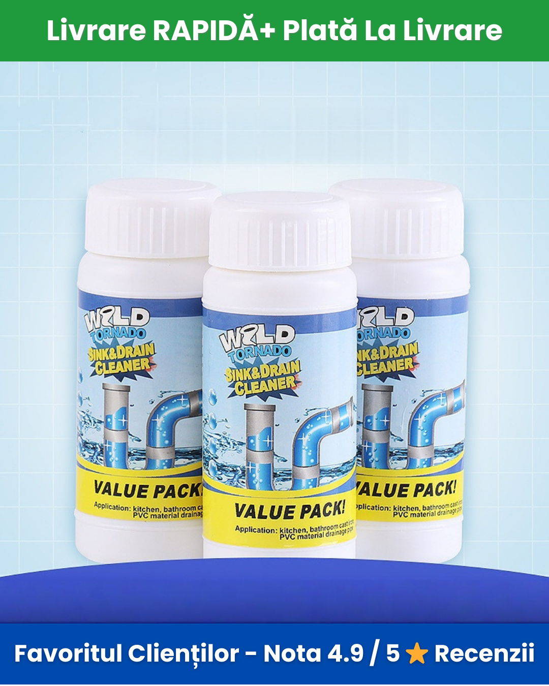 WildTornado - Solutie pentru curatat tevile de scurgere