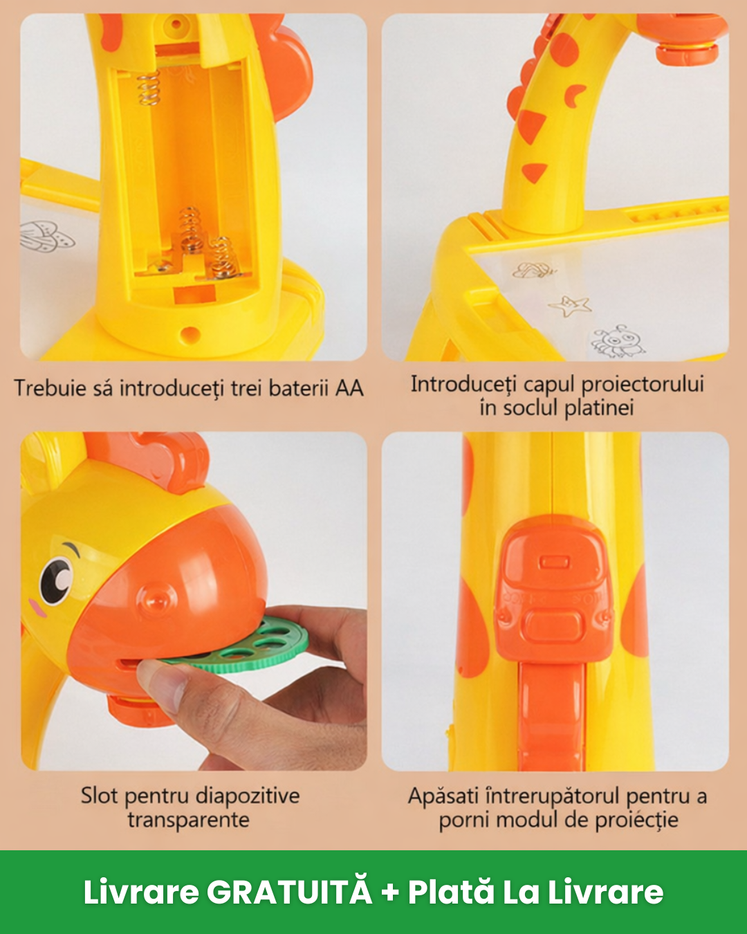 Set complet | Masă, proiector, 12 carioci, 24 șabloane, muzică, tablă reutilizabilă