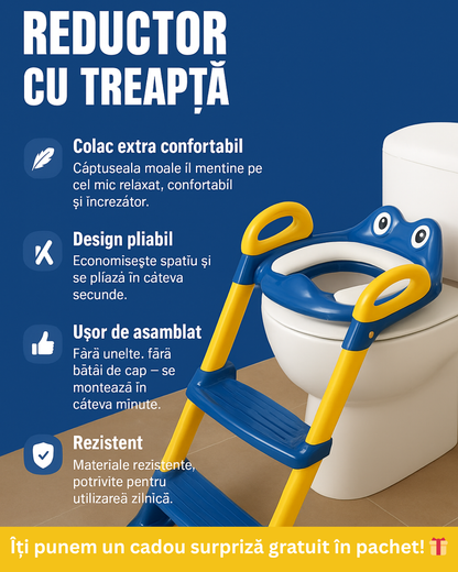 Reductor WC Copii Cu Scarita Pliabila Si Sezut Moale