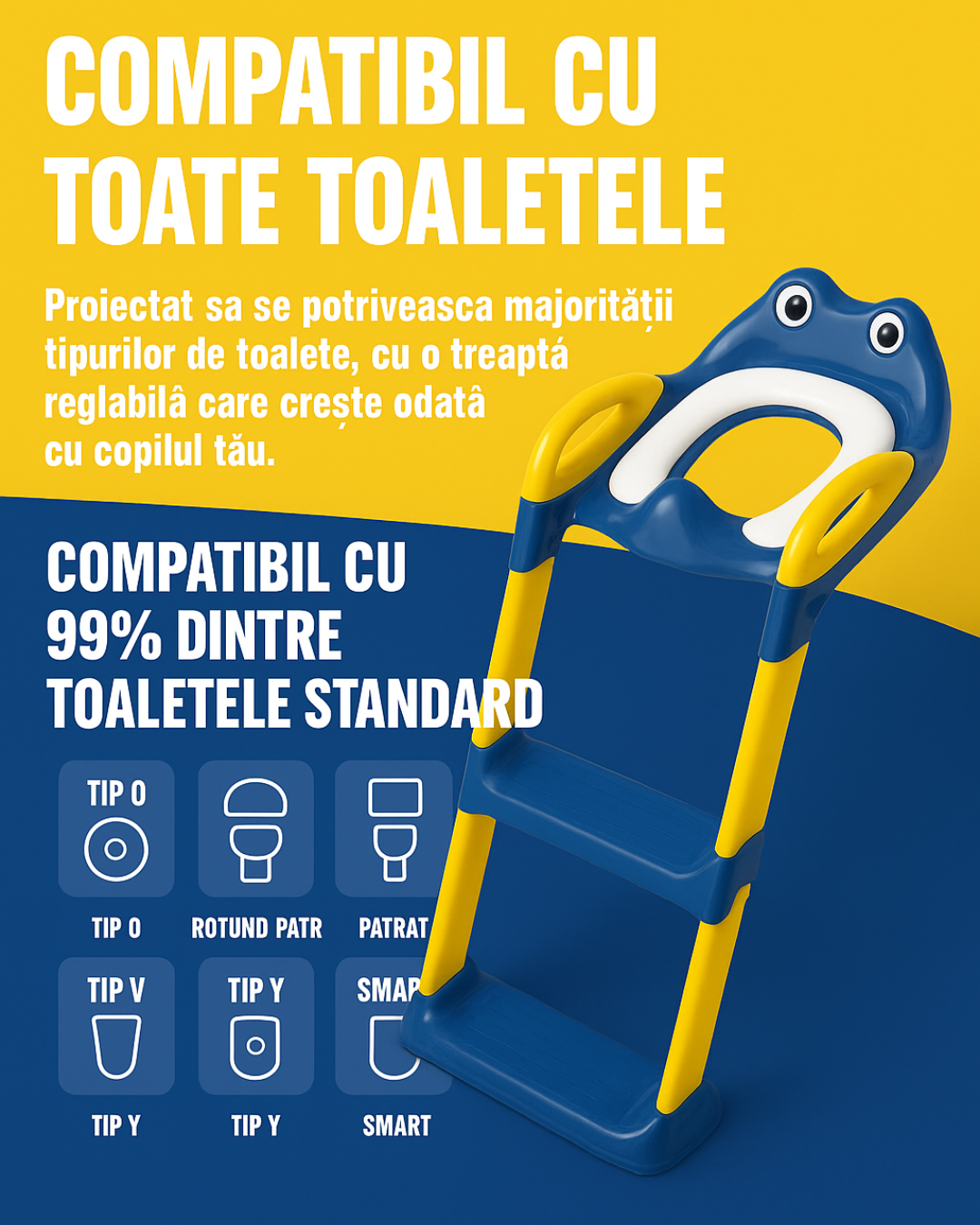 Reductor WC Copii Cu Scarita Pliabila Si Sezut Moale